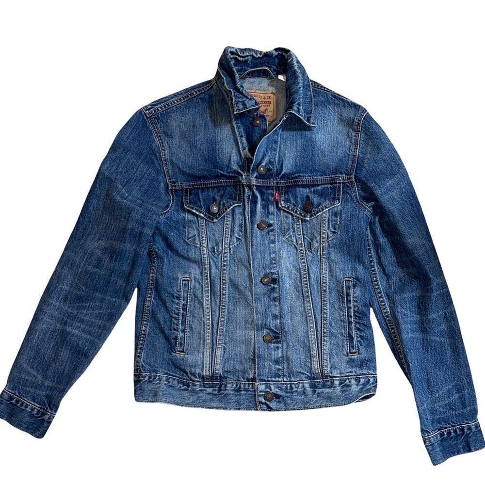 Levis Denim Red Tab Stonewash Blue Jean Trucker Jacket Size S